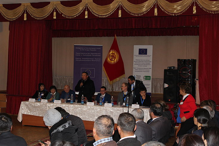 Presentation of the project "Civil Society and Media: Guarantor for the integrity of local self-government in Kyrgyzstan’’ and the deputy akim, Kiyishev A.B.